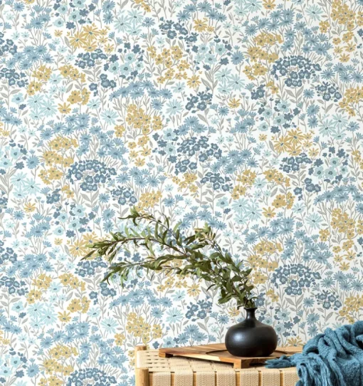 Westbury Forest Ditsy Daisies Wallpaper - Light Blue