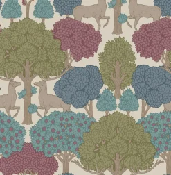 Westbury Forest Forest of Arden Deer Wallpaper - Merlot