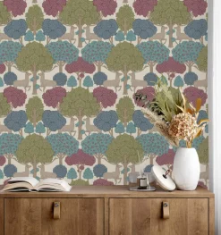Westbury Forest Forest of Arden Deer Wallpaper - Merlot