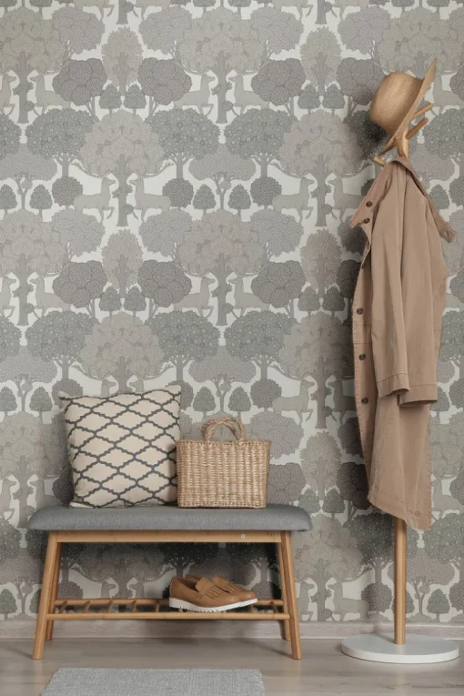 Westbury Forest Forest of Arden Deer Wallpaper - Grey