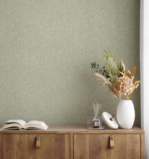 Westbury Forest Herringbone Tweed Wallpaper - Green