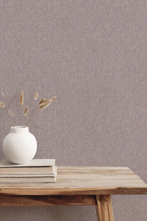 Westbury Forest Herringbone Tweed Wallpaper - Lavender
