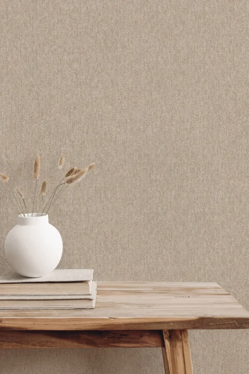 Westbury Forest Herringbone Tweed Wallpaper - Neutral