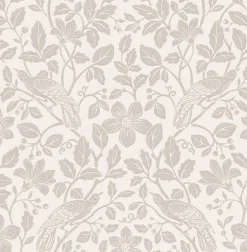 Westbury Forest Marlow Bird Vine Wallpaper - Bone
