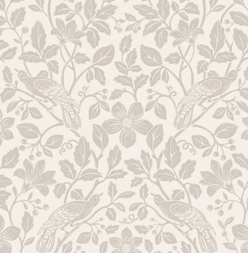 Westbury Forest Marlow Bird Vine Wallpaper - Bone