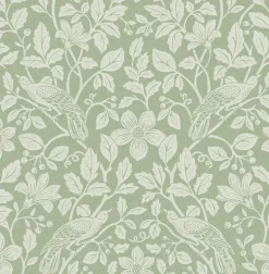 Westbury Forest Marlow Bird Vine Wallpaper - Green