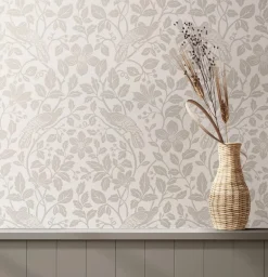 Westbury Forest Marlow Bird Vine Wallpaper - Bone