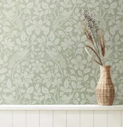 Westbury Forest Marlow Bird Vine Wallpaper - Green