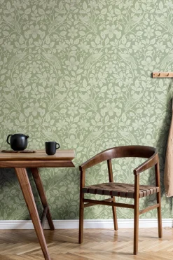 Westbury Forest Marlow Bird Vine Wallpaper - Green