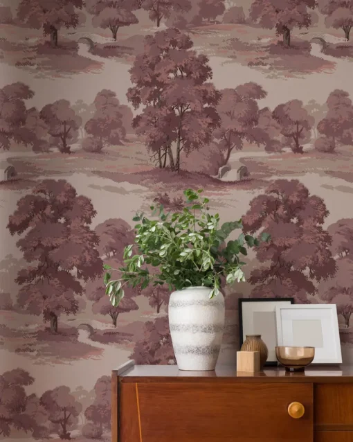 Westbury Forest Sherwood Glade Wallpaper - Merlot