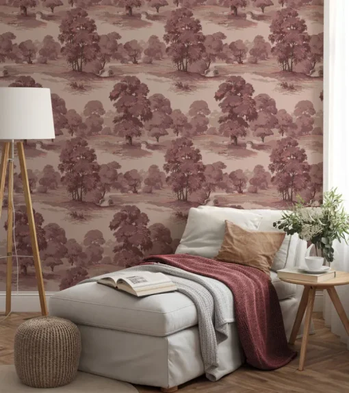 Westbury Forest Sherwood Glade Wallpaper - Merlot