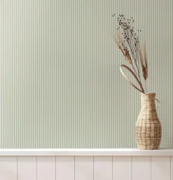 Westbury Forest Ticking Stripe Wallpaper - Light Green