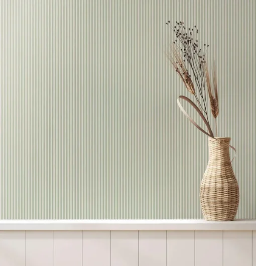 Westbury Forest Ticking Stripe Wallpaper - Light Green