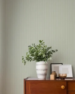 Westbury Forest Ticking Stripe Wallpaper - Light Green