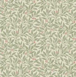 Westbury Forest Winter Berry Vine Wallpaper - Green