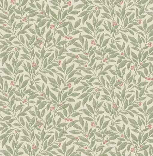 Westbury Forest Winter Berry Vine Wallpaper - Green
