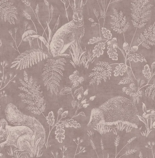 Westbury Forest Woodland Toile Wallpaper - Mahogany