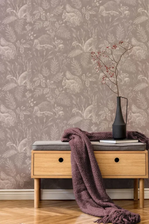 Westbury Forest Woodland Toile Wallpaper - Mahogany