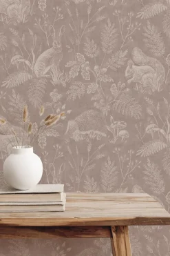 Westbury Forest Woodland Toile Wallpaper - Mahogany