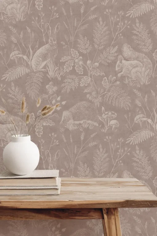 Westbury Forest Woodland Toile Wallpaper - Mahogany