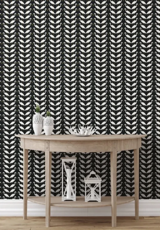 Wildlife Elegant Birds Peel & Stick Wallpaper - Black