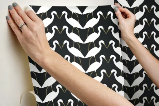 Wildlife Elegant Birds Peel & Stick Wallpaper - Black