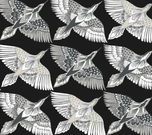 Wildlife Feather Flight Peel & Stick Wallpaper - Black