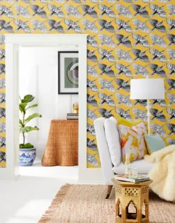 Wildlife Feather Flight Peel & Stick Wallpaper - Yellow