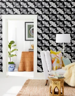 Wildlife Feather Flight Peel & Stick Wallpaper - Black