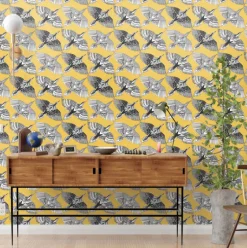 Wildlife Feather Flight Peel & Stick Wallpaper - Yellow