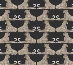 Wildlife Reclining Cheetahs Peel & Stick Wallpaper - Black