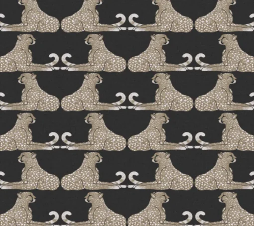 Wildlife Reclining Cheetahs Peel & Stick Wallpaper - Black