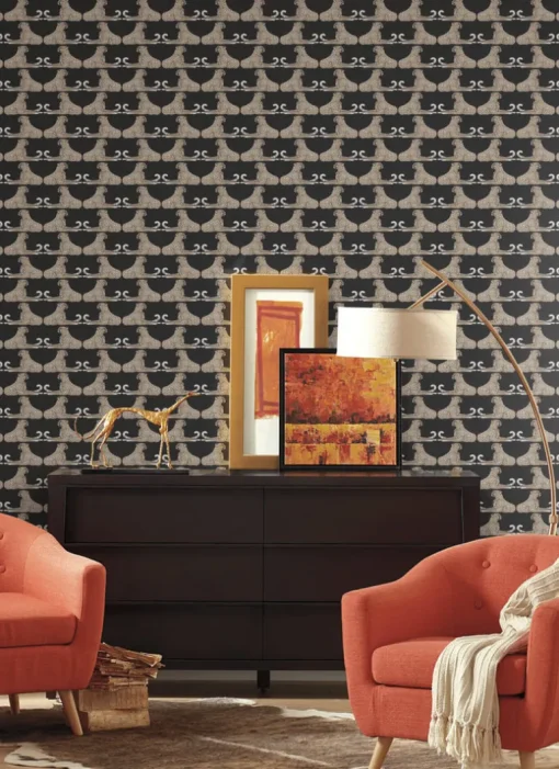 Wildlife Reclining Cheetahs Peel & Stick Wallpaper - Black