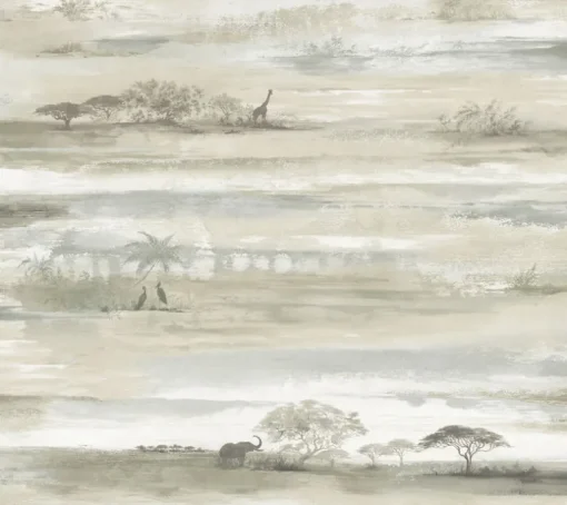 Wildlife Savanna Sunset Peel & Stick Wallpaper - Light Brown