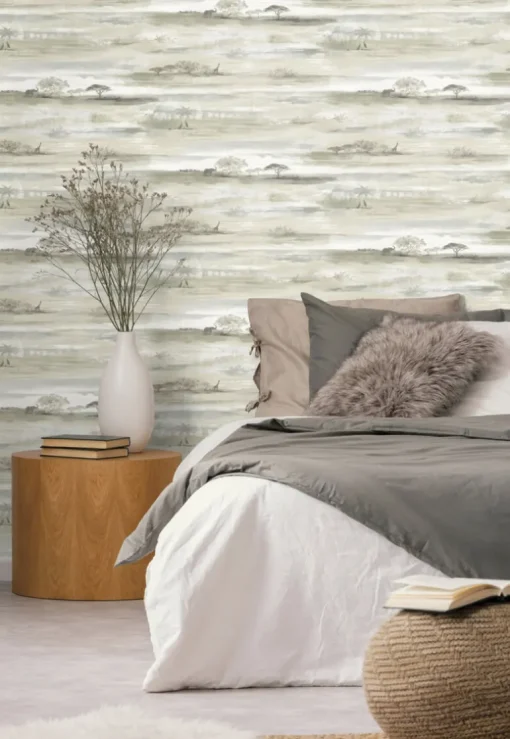 Wildlife Savanna Sunset Peel & Stick Wallpaper - Light Brown