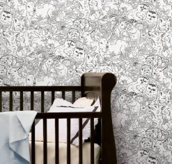 Woodland Animals Sketch Peel & Stick Wallpaper - Black & White
