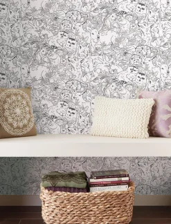 Woodland Animals Sketch Peel & Stick Wallpaper - Black & White